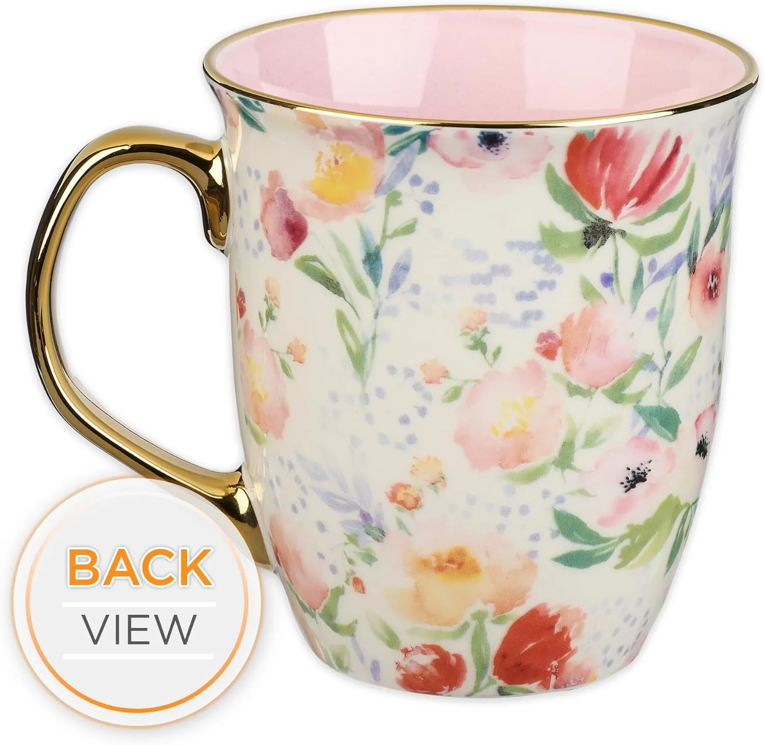 Christian Art Gifts Pastel Floral Ceramic Coffee Mug – 14 oz. Lead-Cadmium-free, Non-toxic Inspiration Scripture Coffee & Tea Mug for Mug for Women with Bible Verse: Strength & Dignity –Proverbs 31:25