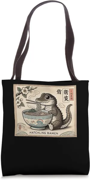 Classic Japanese Art Wildlife Hatchling Crocodile Ramen Tote Bag
