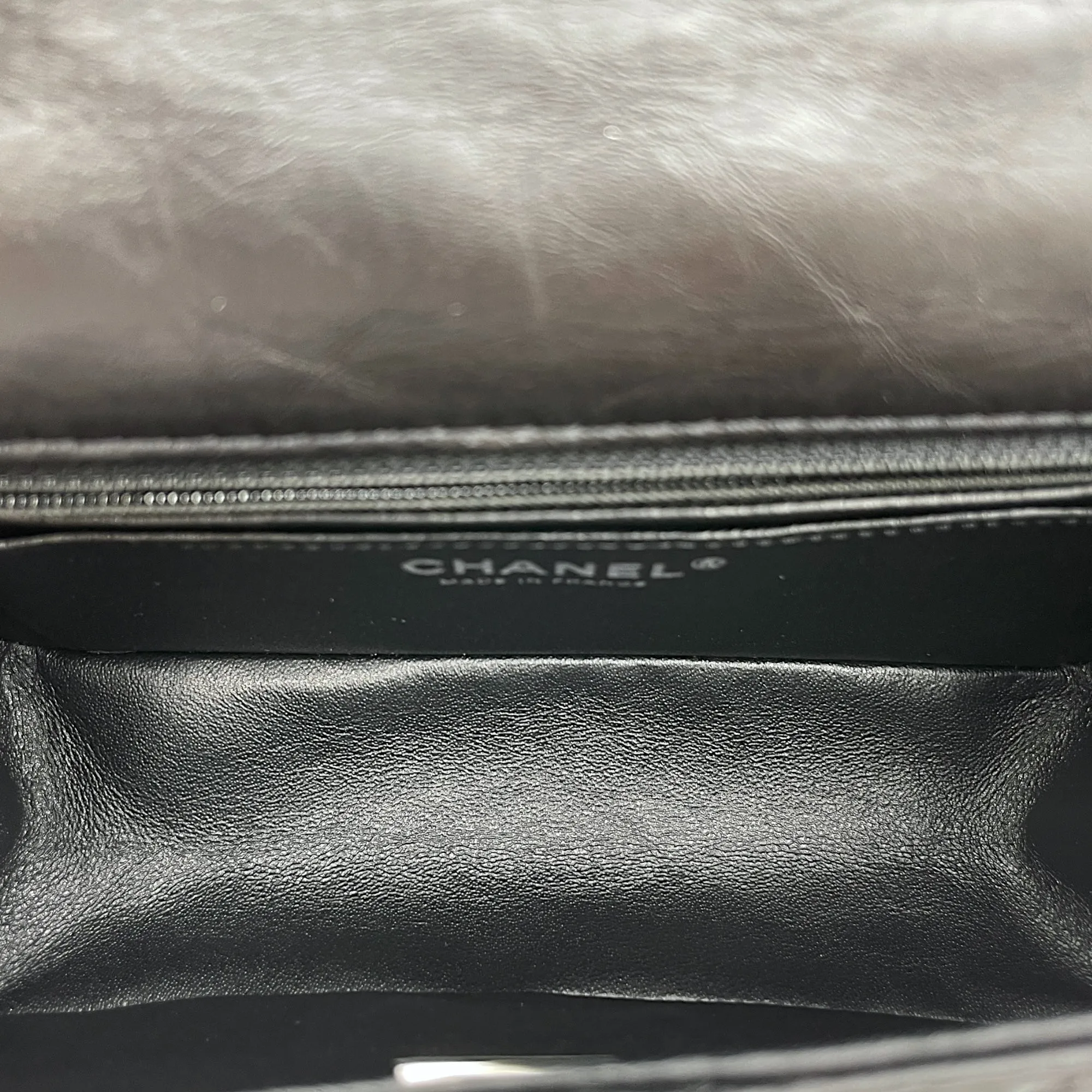 Classic Reissue 2.55 Mini SoBlack Shoulder Bag in Distressed Leather, Gunmetal hardware