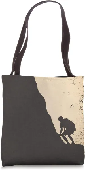 Climber silhouette resting on ledge vintage climb distressed Tote Bag