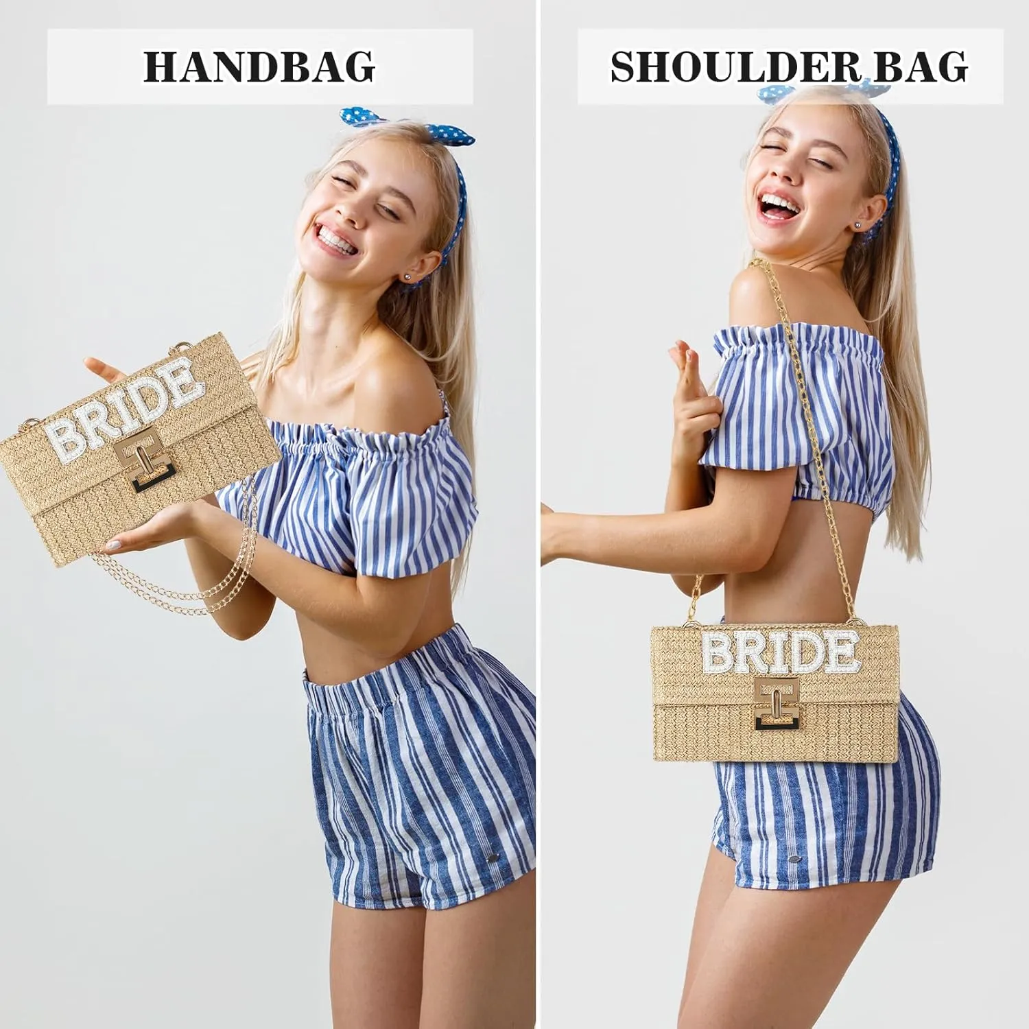 clothmile Bride Purse, Bride Clutch Bag, Diamond Glitter Prom Purse, Women Handbag, Pearl Bag for Bridal Wedding Party Gift