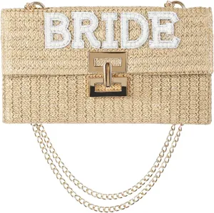 clothmile Bride Purse, Bride Clutch Bag, Diamond Glitter Prom Purse, Women Handbag, Pearl Bag for Bridal Wedding Party Gift