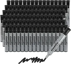 cloudriver Permanent Markers 96 Count, Black Permanent Marker Bulk Set, Chisel Tip, Premium Smear Proof Markers, Quick Drying Ink, Waterproof, Office Supplies for School, Office, Home