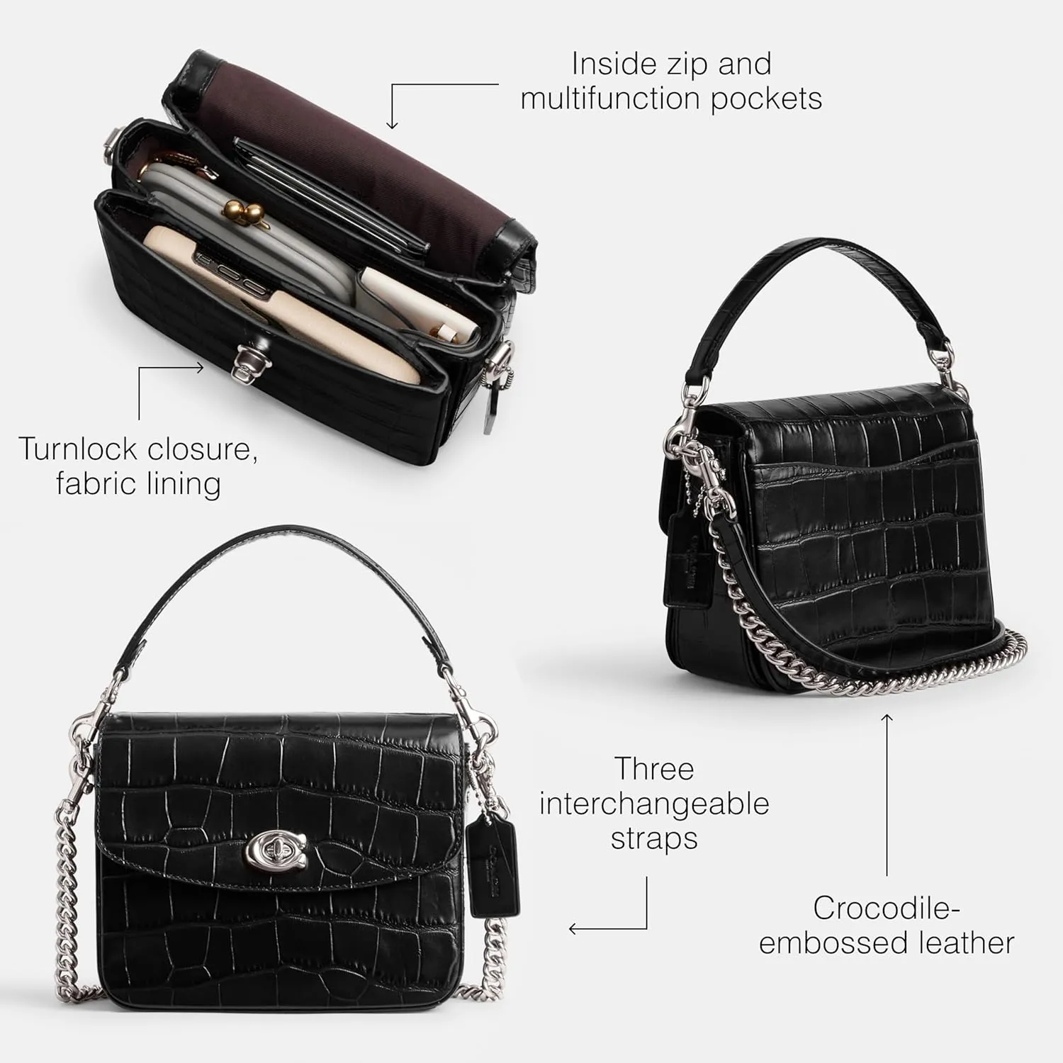 Coach Women's Embossed Croc Cassie Crossbody 19 Bag
