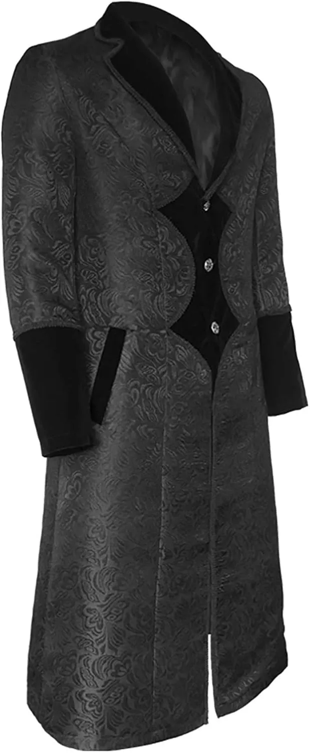 Coats for Mens Winter Fall Turtle Neck Long Medieval Goth Peasant Steampunk Jacket Trench Coat Man 2025 Y2K