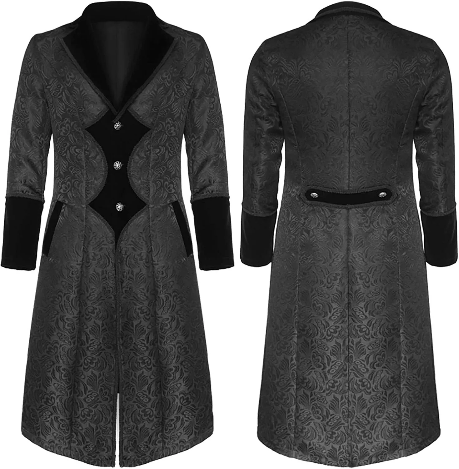 Coats for Mens Winter Fall Turtle Neck Long Medieval Goth Peasant Steampunk Jacket Trench Coat Man 2025 Y2K