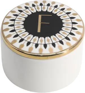 COLLECTIVE HOME - Monogram Jewelry Box, Bohemian Ceramic Trinket Box, Storage for Necklace Ring Bracelet Keys, Birthday Mother's Day Christmas Gift for Women, 3.25" x 2.5" (F)