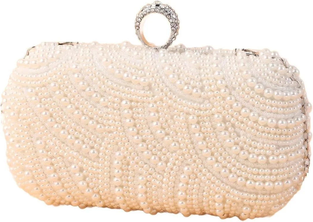 Comeon Pearl Evening Bag for Women, Elegant Handbags Banquet Handbag Formal Party Clutches Purses for Wedding/Prom/Cocktail