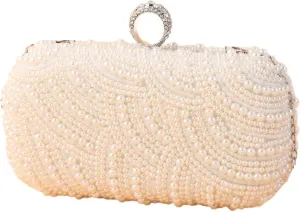 Comeon Pearl Evening Bag for Women, Elegant Handbags Banquet Handbag Formal Party Clutches Purses for Wedding/Prom/Cocktail