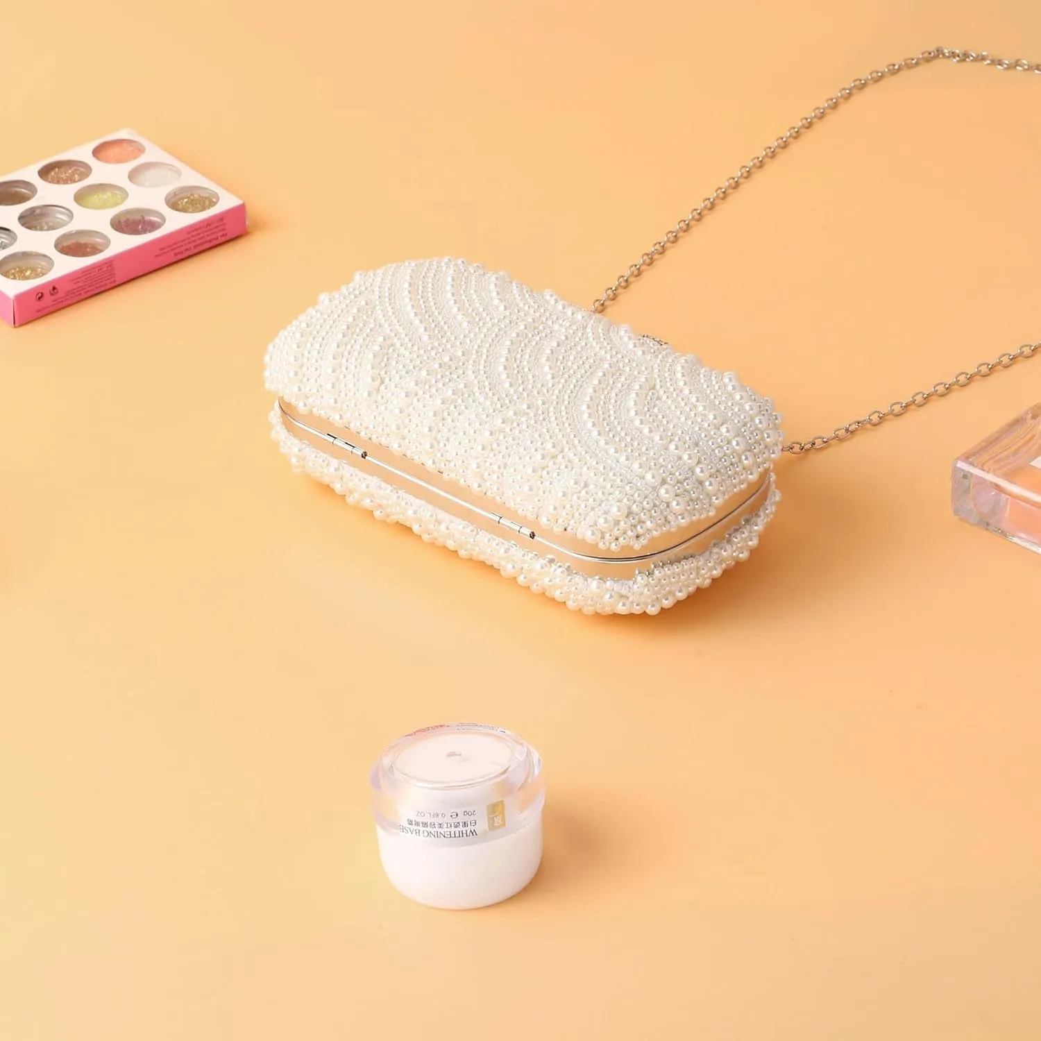 Comeon Pearl Evening Bag for Women, Elegant Handbags Banquet Handbag Formal Party Clutches Purses for Wedding/Prom/Cocktail
