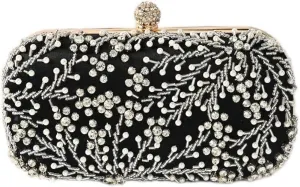 Comeon Women Rhinestone Clutch Evening Bags Pearl Clutch Purse Wedding Prom Purse Formal Cocktail Party Handbag