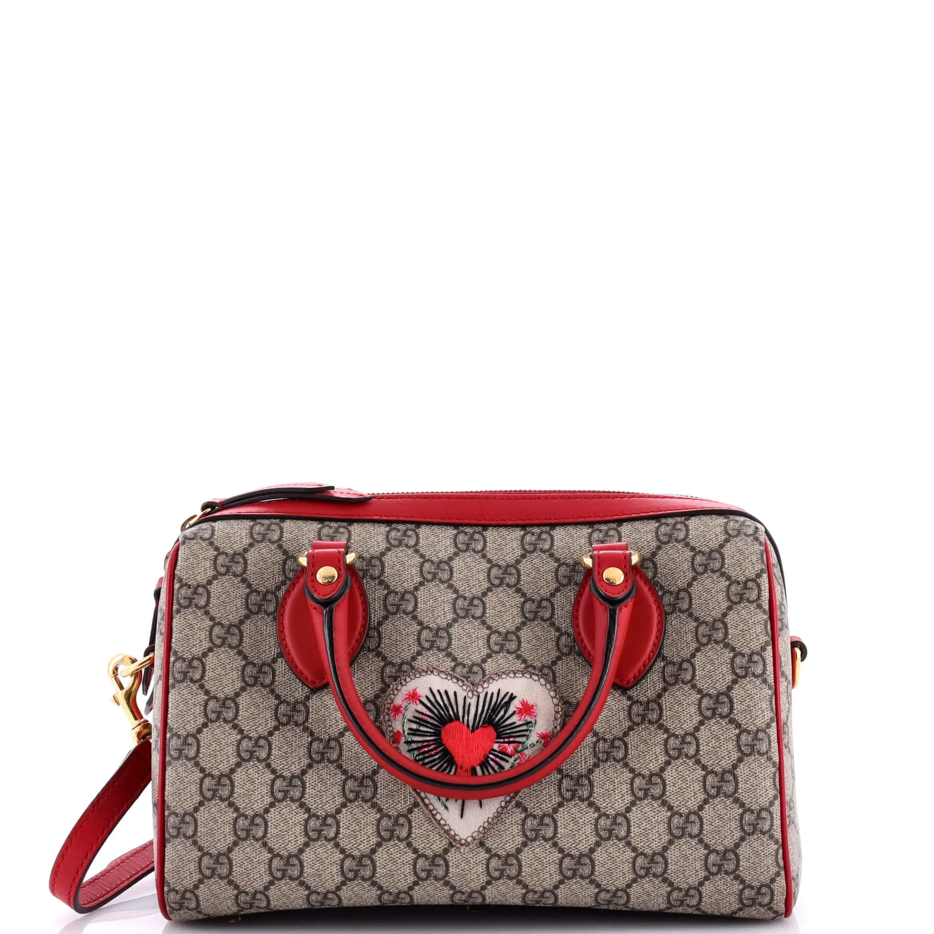 Convertible Boston Bag Embroidered GG Coated Canvas Small