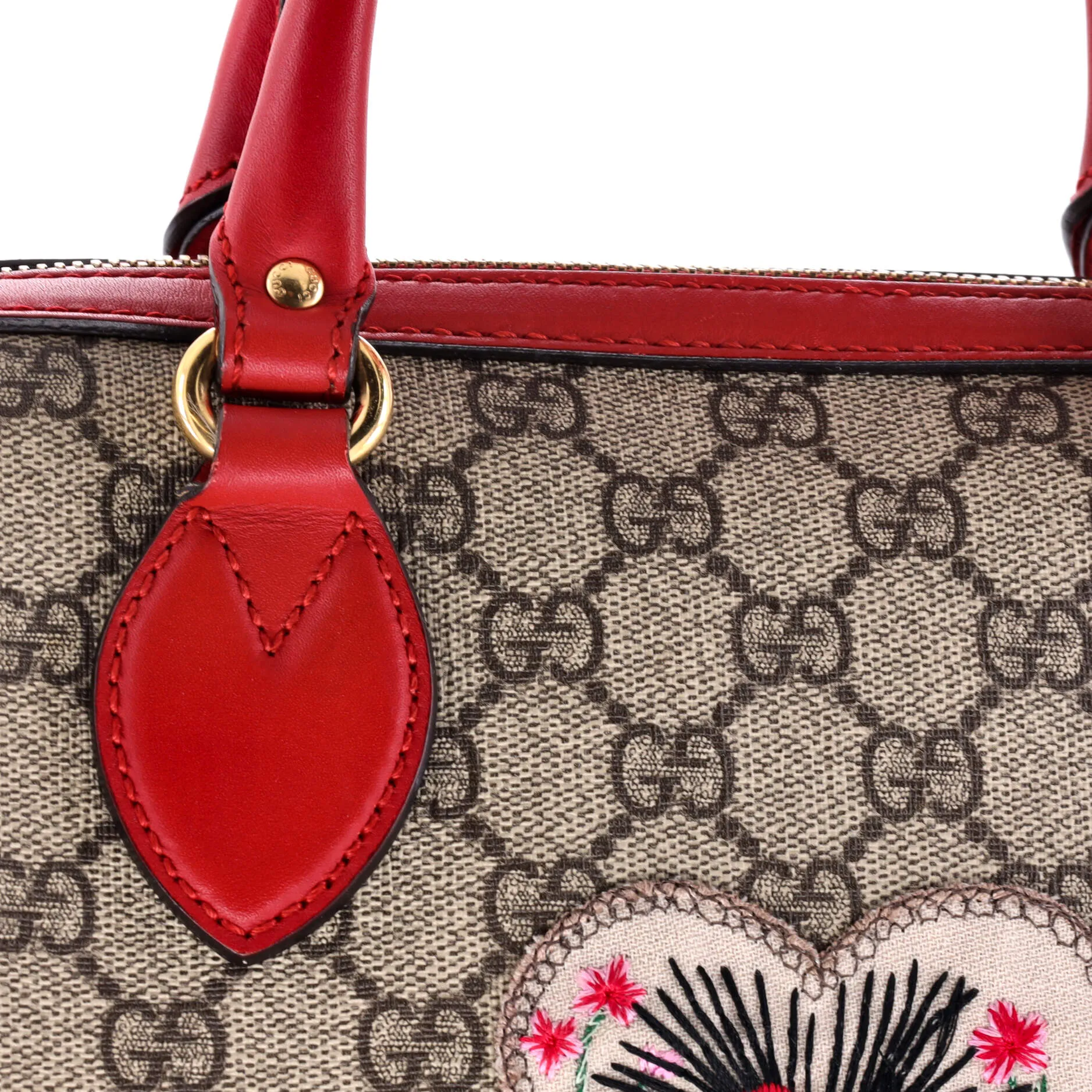 Convertible Boston Bag Embroidered GG Coated Canvas Small