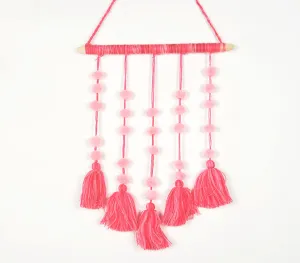 Coral Tassels & Pom-Pom Wall Hanging