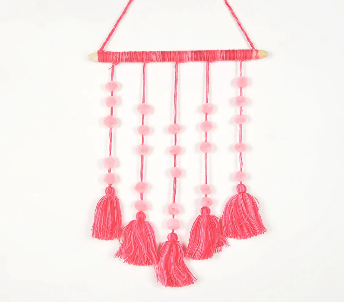 Coral Tassels & Pom-Pom Wall Hanging
