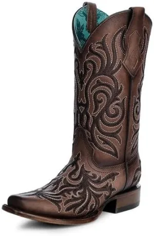 Corral Women`s Brown Embroidered Vamp 13In Brown Embroidered Top Boot