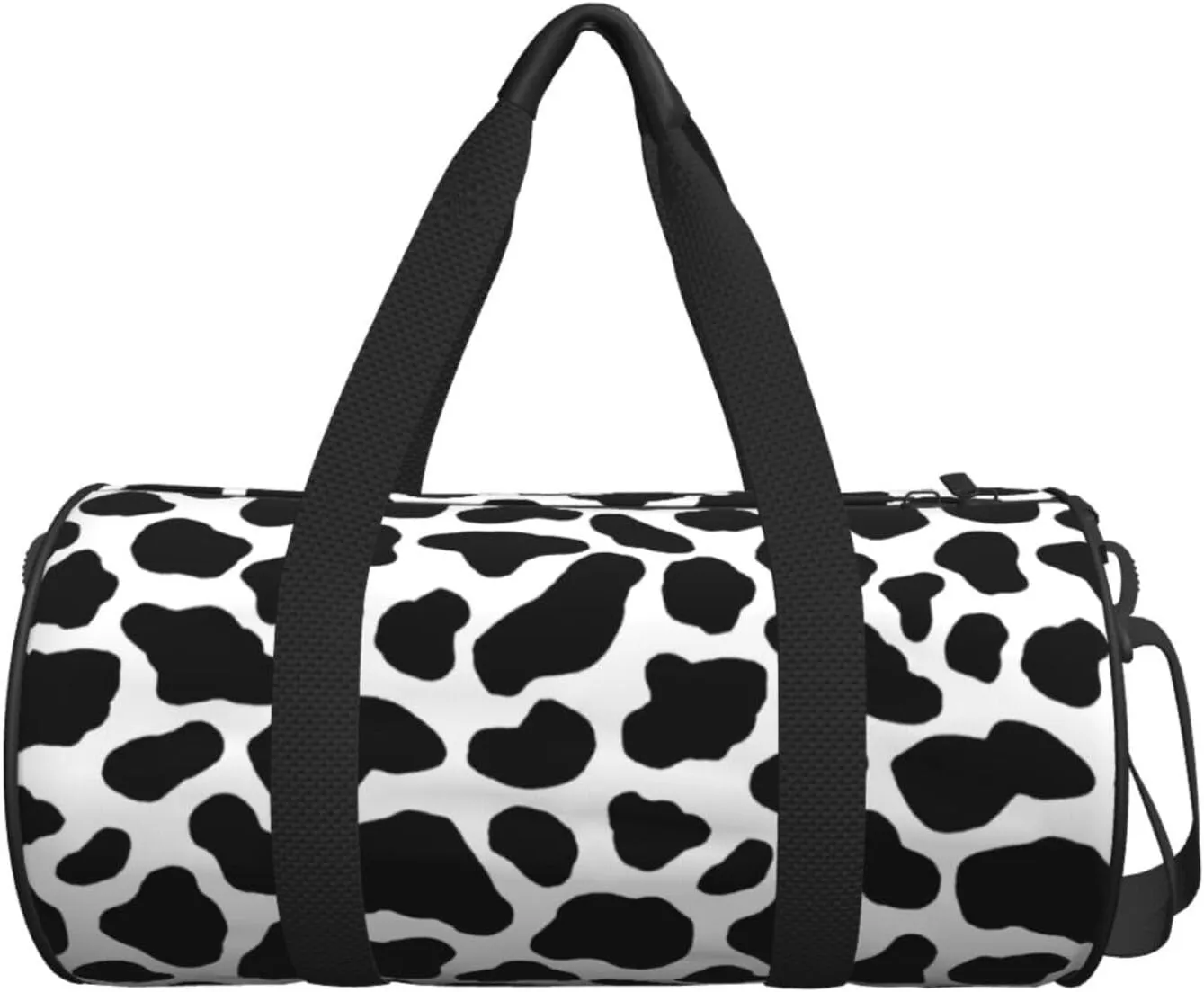 Cow Hide Holstein Cattle Texture Cow Skin Round Travel Duffel Bag Large Capacity Gym Sports Bags for Hiking Vacation Trips