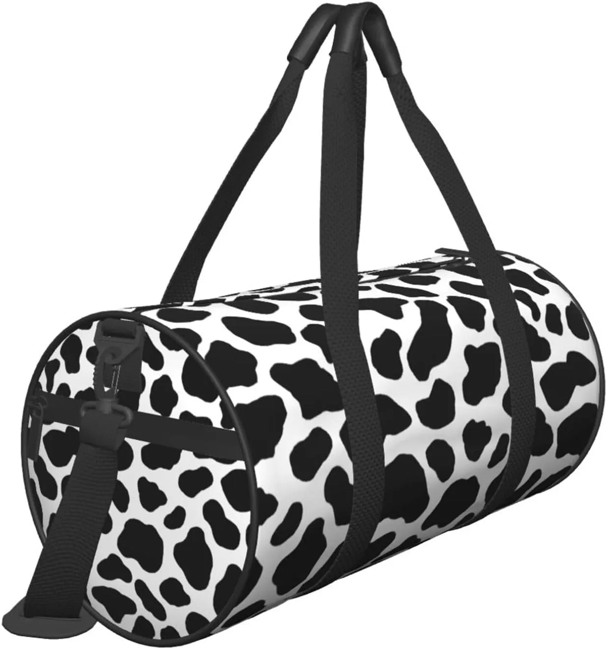 Cow Hide Holstein Cattle Texture Cow Skin Round Travel Duffel Bag Large Capacity Gym Sports Bags for Hiking Vacation Trips
