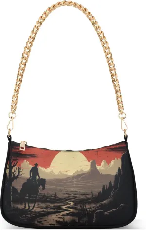 Cowboy Shoulder Bag for Women, Handbag with Chain Strap, Soft Purse Tote Bag for Ladies