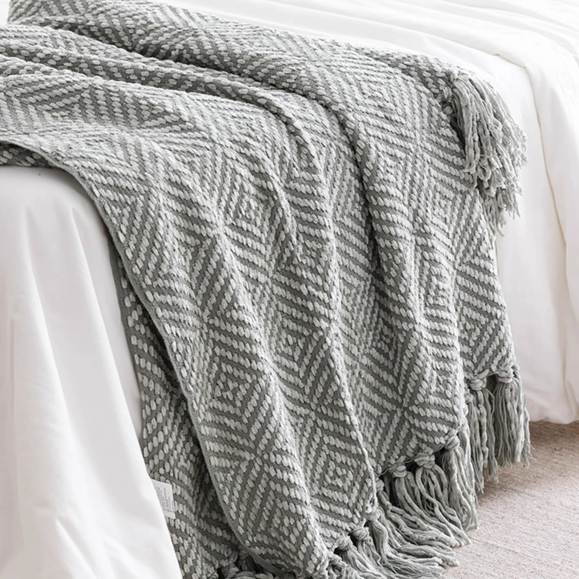 Cozy Chenille Diamond Texture Throw Blanket