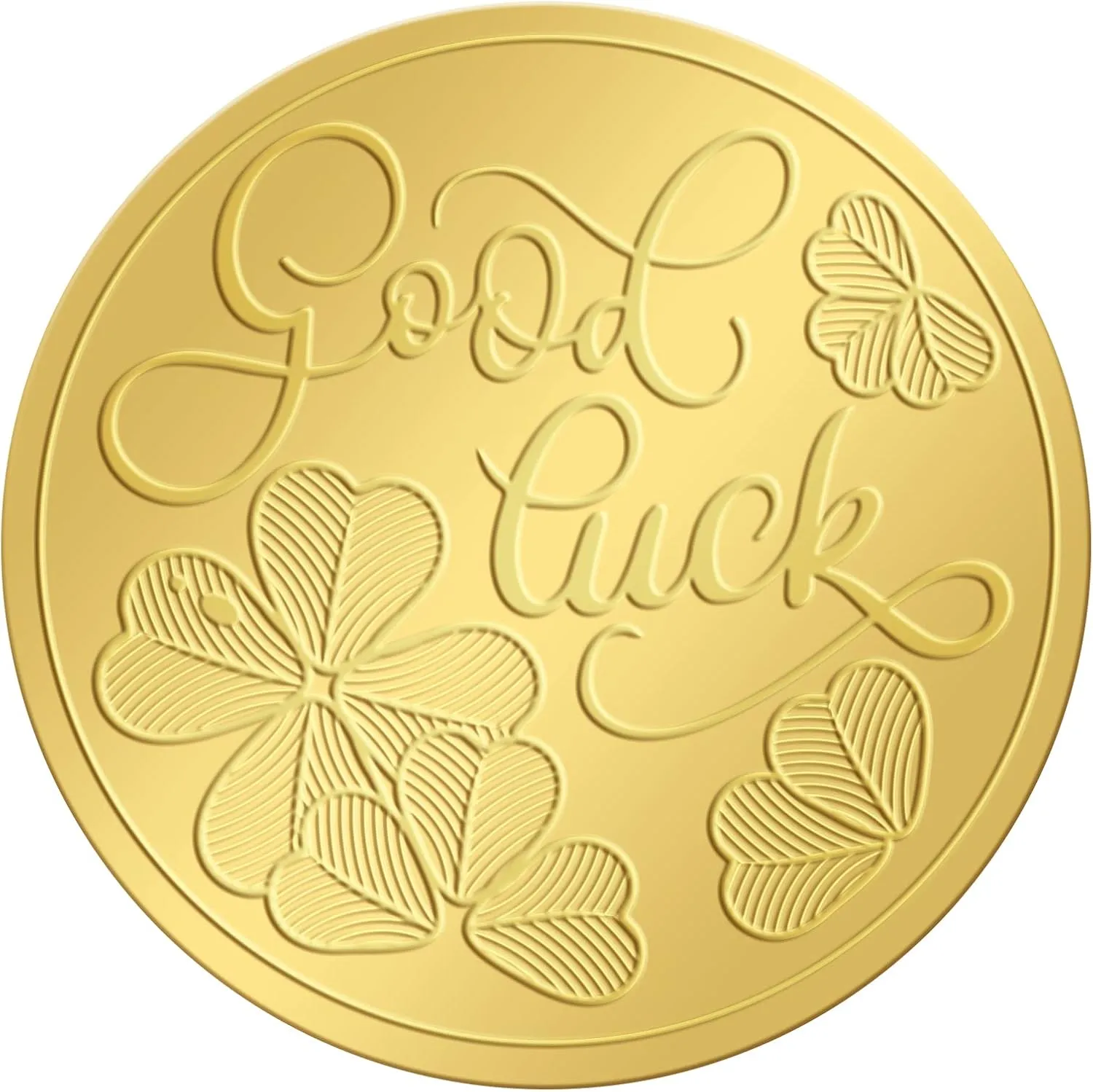 CRASPIRE 2 Inch Gold Embossed Envelope Seals Stickers Good Luck Four Leaf Clover 100pcs Adhesive Gold Foil Seals Stickers Medal Decoration Label for Wedding Invitations Certification Corporate