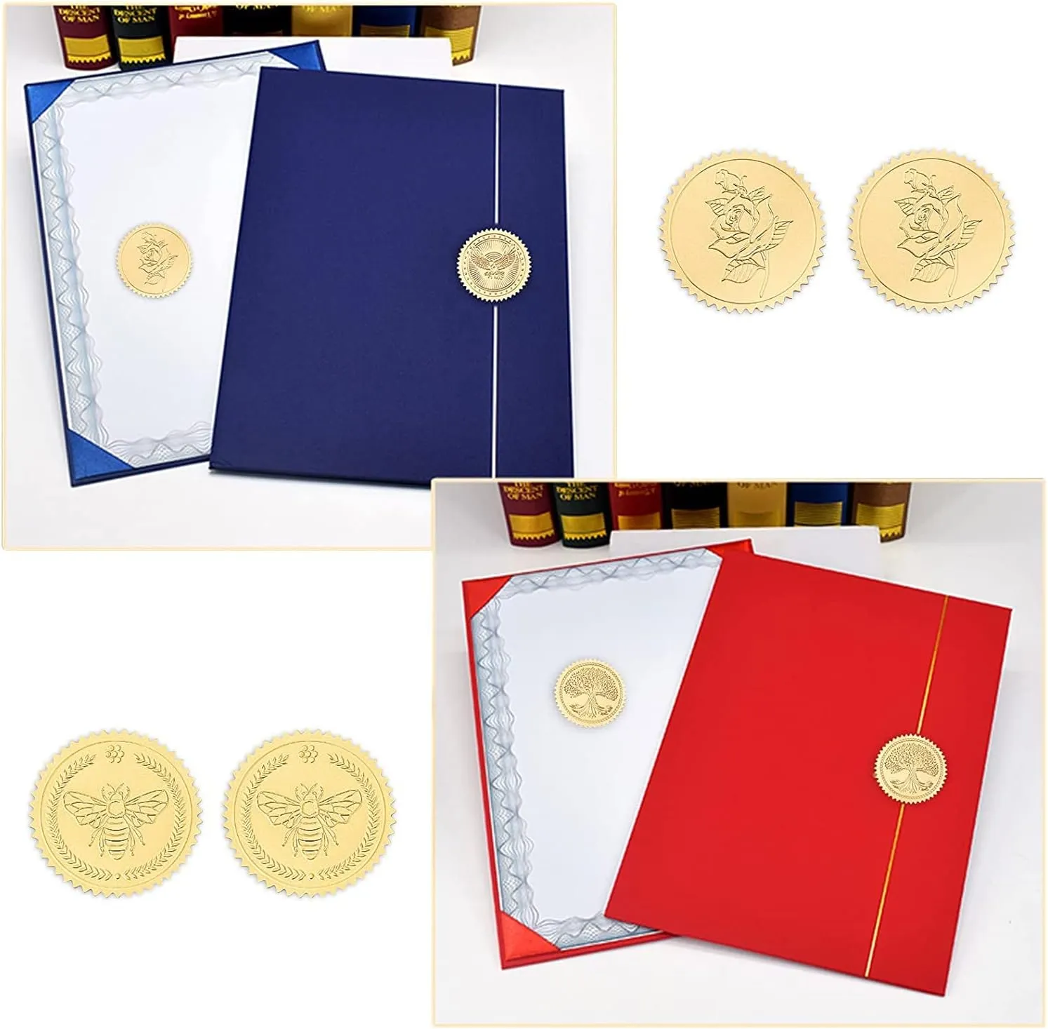 CRASPIRE Graduation Cap Gold Certificate Seals Diploma Embossed Foil Stickers Self Adhesive 100pcs Medal Decoration Labels for Envelopes Diplomas Invitation Awards Excellence