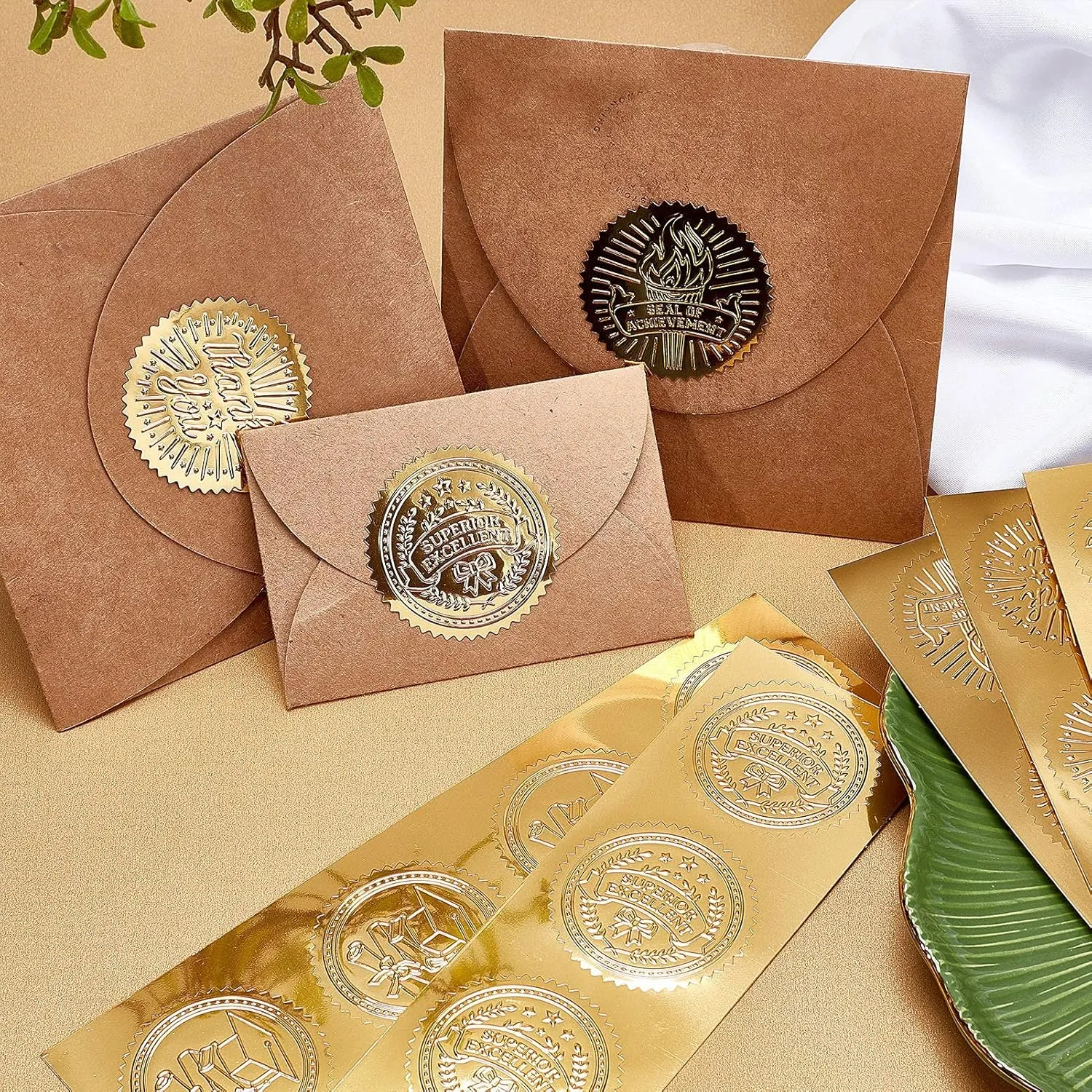 CRASPIRE Graduation Cap Gold Certificate Seals Diploma Embossed Foil Stickers Self Adhesive 100pcs Medal Decoration Labels for Envelopes Diplomas Invitation Awards Excellence