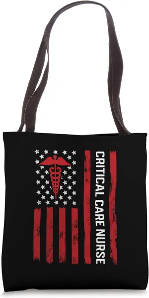 Critical Care Nurse American Flag CCRN ICU Intensive Care Tote Bag