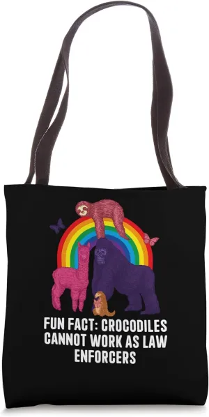 Crocodile Cant Enforce Laws Funny Animal Pun Humor Tote Bag