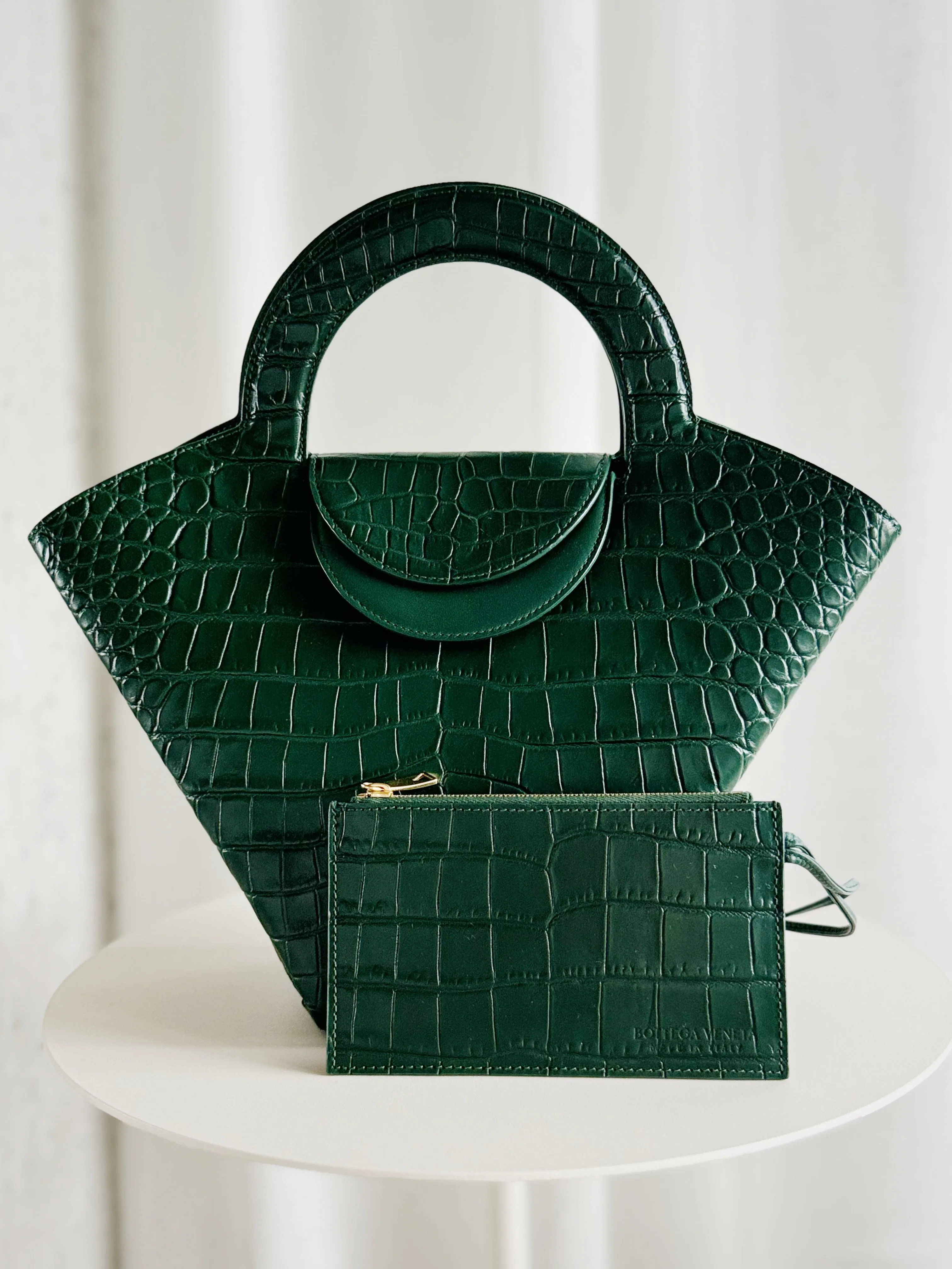 Crocodile Embossed Doll Top Handle Bag