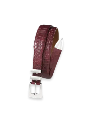 Crocodile Embossed with Metal Keeper & Tip Belt - Cordovan