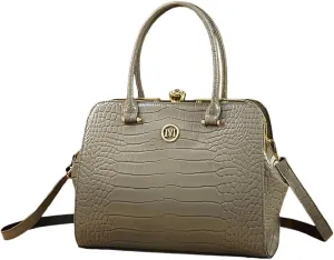 Crocodile Pattern Leather Women Bag Diamonds Flower Clip Purse Top Handle Satchel Crossbody Handbag Evening Bag Shoulder Bags