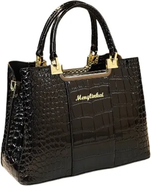 Crocodile Pattern Leather Women's Bag Top-Handle Satchel Handbags Mom Purses Portable Tote Bag Shoulder Messenger Bags