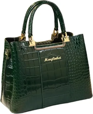 Crocodile Pattern Leather Women's Bag Top-Handle Satchel Handbags Mom Purses Portable Tote Bag Shoulder Messenger Bags