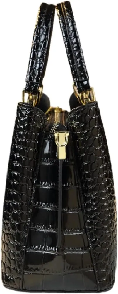 Crocodile Pattern Leather Women's Bag Top-Handle Satchel Handbags Mom Purses Portable Tote Bag Shoulder Messenger Bags