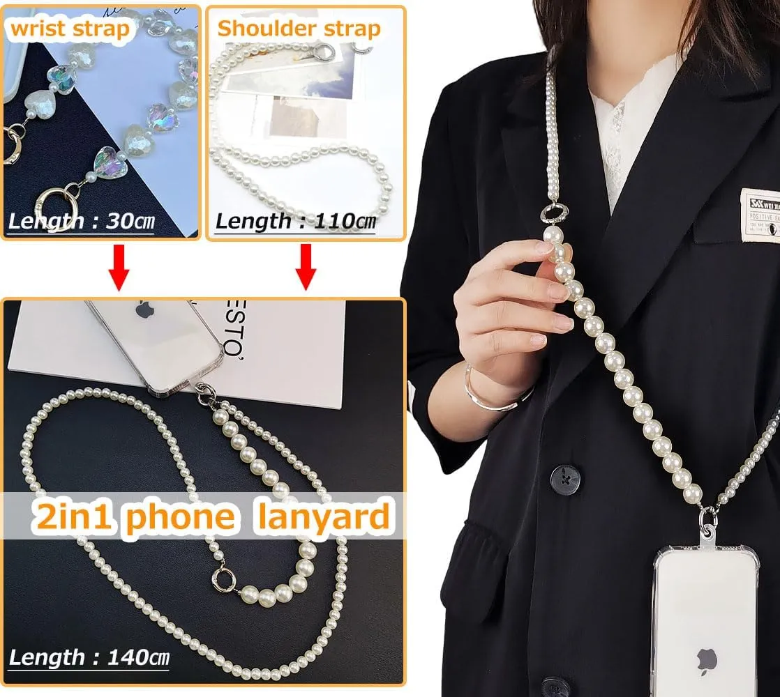 Crossbody Chain Cell Phone Lanyard - Universal Leather Metal Shoulder Strap With Tether Patches (J)