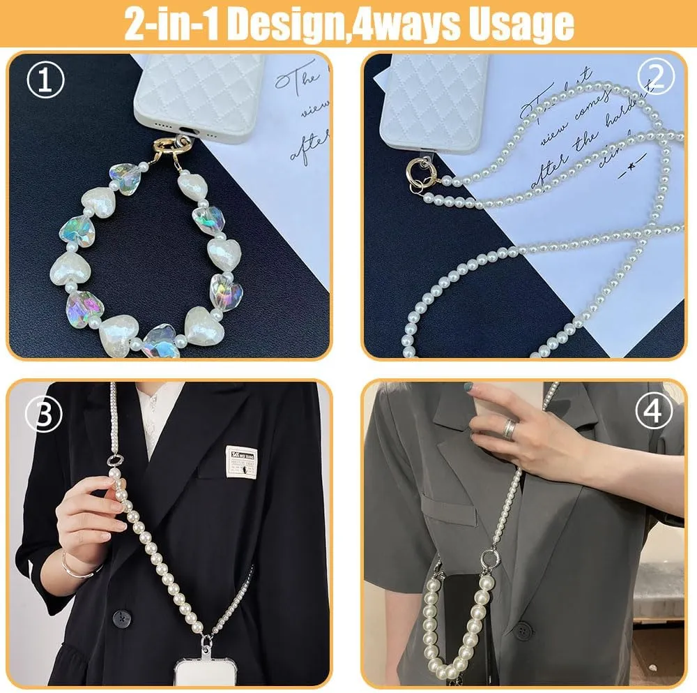 Crossbody Chain Cell Phone Lanyard - Universal Leather Metal Shoulder Strap With Tether Patches (J)