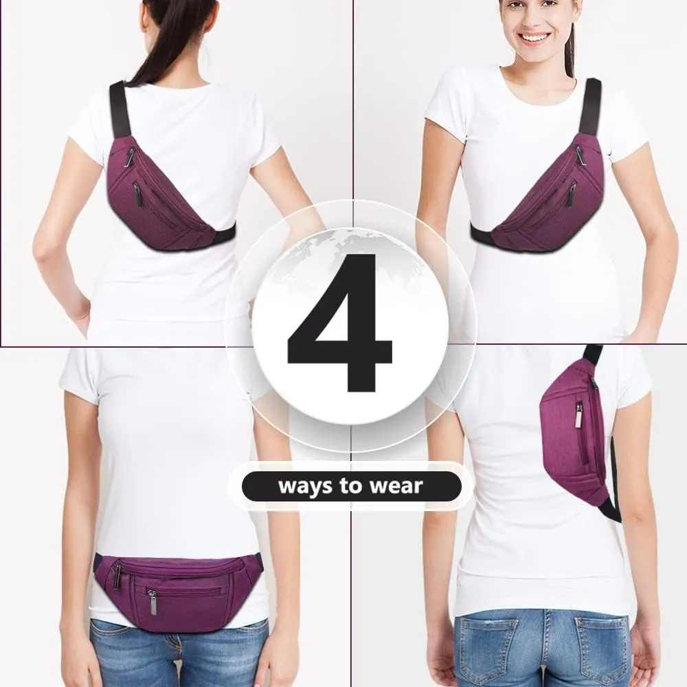 Crossbody Fanny Pack for Women Fashionable,Fashion Waist Bag Purse,Belt Bag for Travel Walking Running Hiking Cycling,Easy Carry Any Phone,Wallet (Purple)