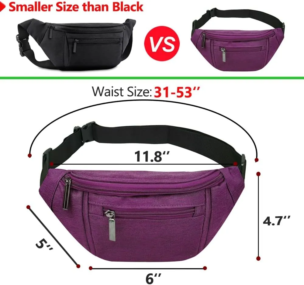 Crossbody Fanny Pack for Women Fashionable,Fashion Waist Bag Purse,Belt Bag for Travel Walking Running Hiking Cycling,Easy Carry Any Phone,Wallet (Purple)