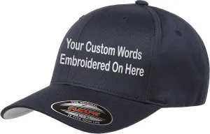 Custom Hat Flexible Fit 6277 6533 6477 Delta & More Embroidered. Your Own Text Curved Bill