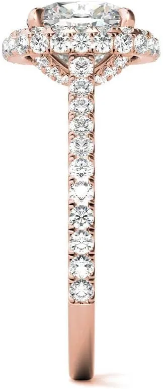 Customize Jewels2.5Ct Cushion Moissanite Double Halo Engagement Ring With Lab Grown Diamond In14k Gold For Women,D-VVS1