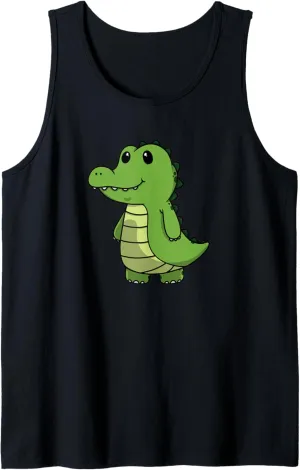 Cute Cartoon Crocodile Minimalist Animal Tank Top