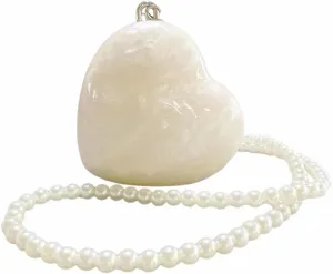 Cute Heart Shape Acrylic Clutch Trendy Pearl Chain Love Heart Handbag Marble Acrylic Evening Bag Chain Purse