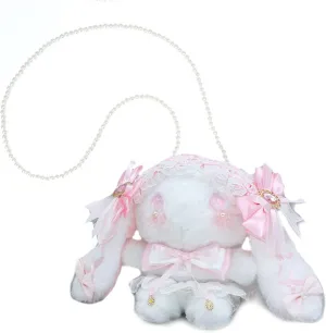 Cute Kawaii Plush Rabbit Bunny Lolita Shoulder Bag Crossbody Handbag for Halloween, Easter