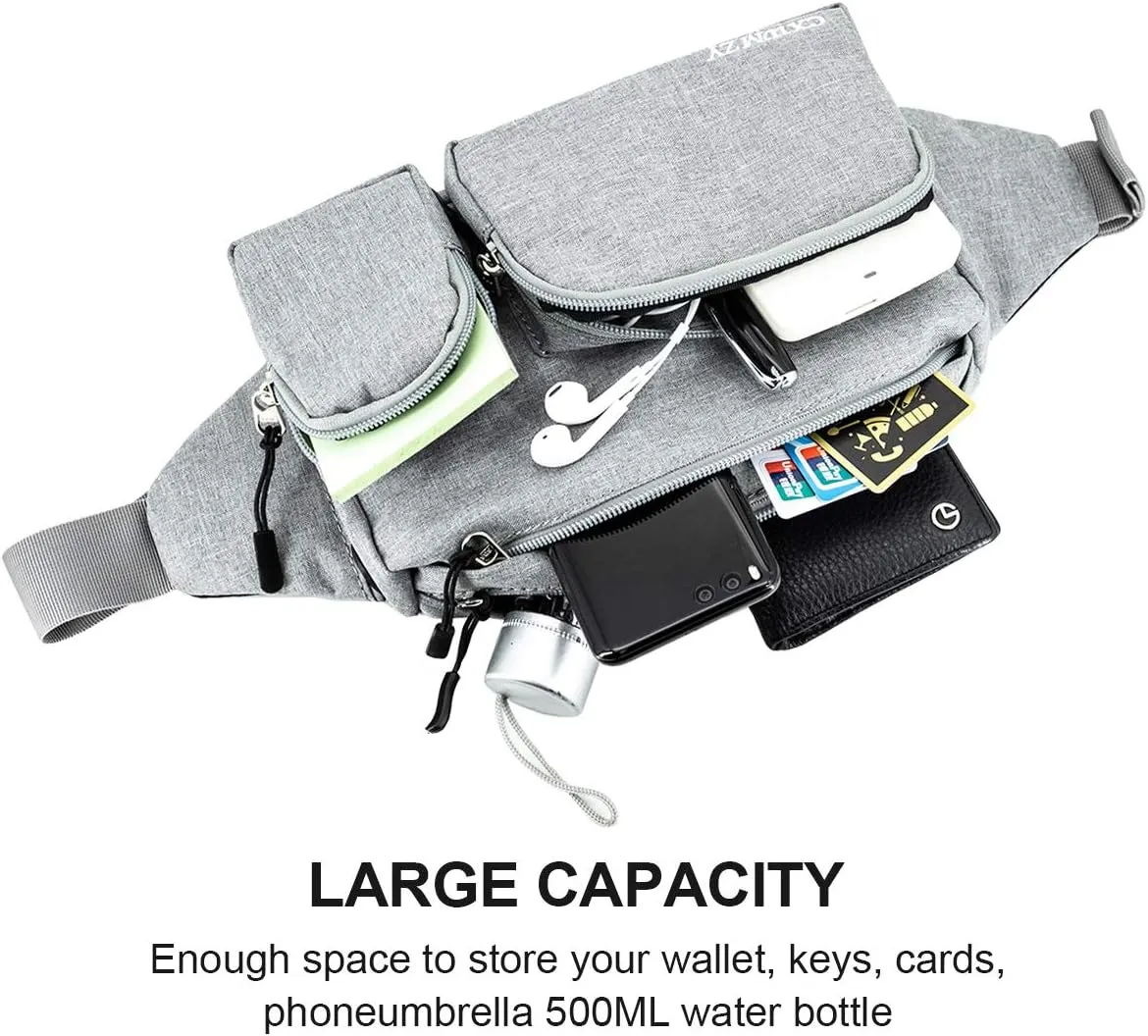 CXWMZY Fanny Packs For Women & Men, Waist Bag Hip Bum Bag Strap Extension Large Capacity Easy Carry Any Phone Passport Wallet for Outdoors Workout Traveling Casual Running Hiking Cycling Dog Walking