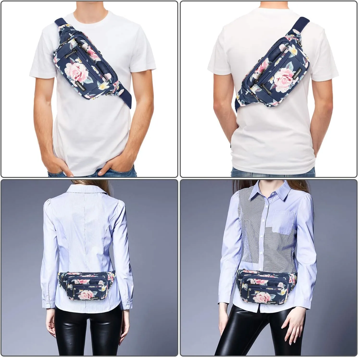 CXWMZY Fanny Packs For Women & Men Waist Pack Hip Bum Bag with Multi-Pockets Large Capacity Waterproof Casual Bum Bag for Disney Traveling Casual Cycling Running Hiking