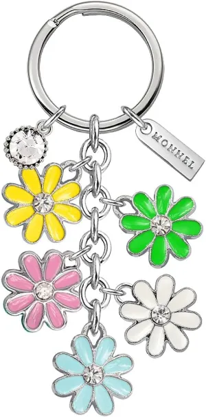 Daisy Sunflower Natural Flowers Keychains Clip Hook Key Ring Purse Charms Pendants Accessories with Velvet Bag Z511