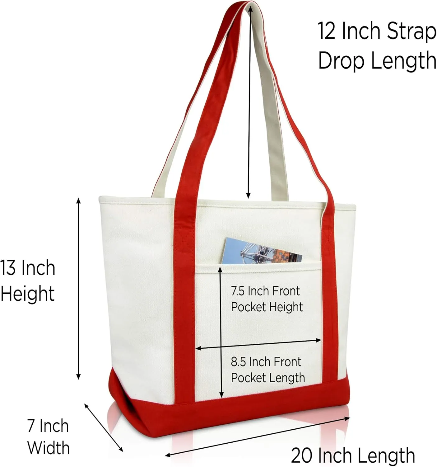 DALIX Heartbeat Embroidered Premium Cotton Canvas RN Nurse Tote Bag in Red