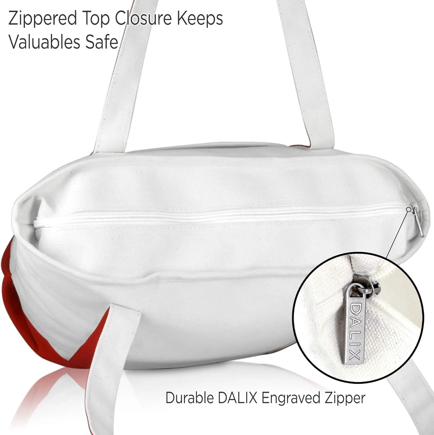 DALIX Heartbeat Embroidered Premium Cotton Canvas RN Nurse Tote Bag in Red