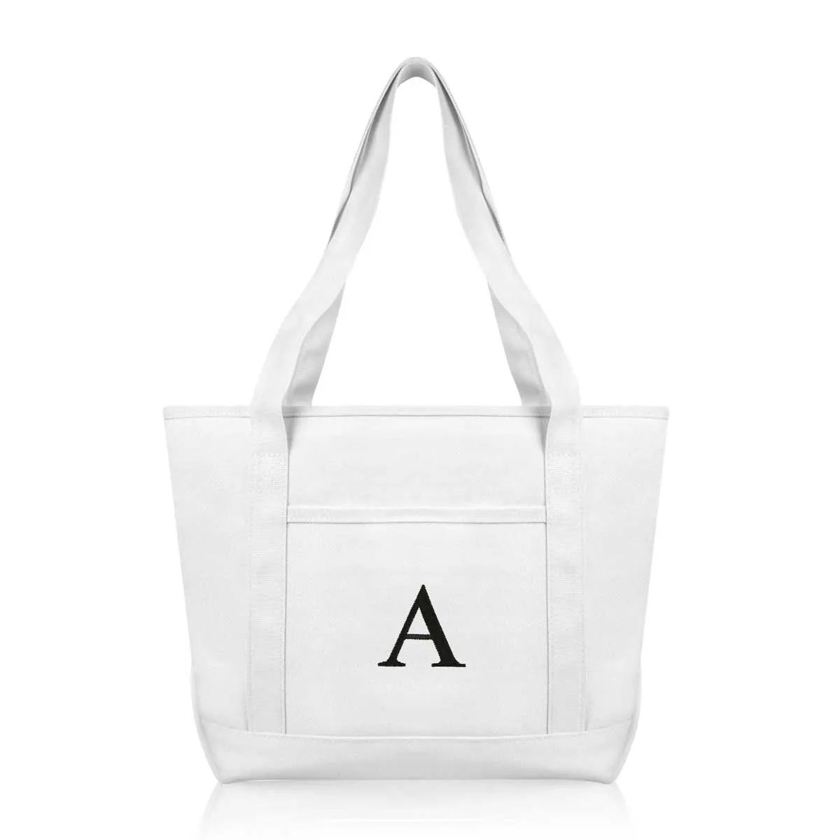 Dalix Medium Personalized Tote Bag Monogrammed Initial Letter - A